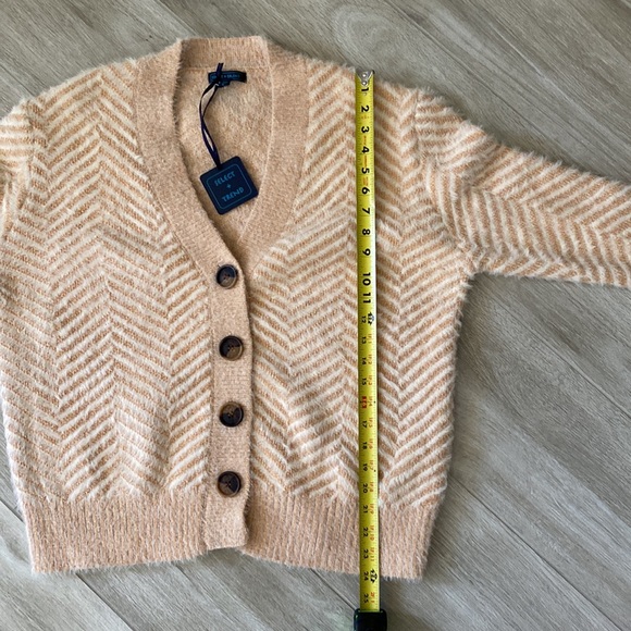 Select + Trend Cream & Peach Chevron Like Pattern Cardigan Sweater Size … - Picture 7 of 13